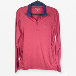 Vineyard Vines performance Pink Coral Long Sleeve Quarter-Zip Pullover Mens M